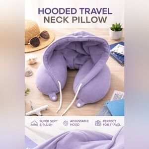 Typo Purple Hooded Travel Pillow